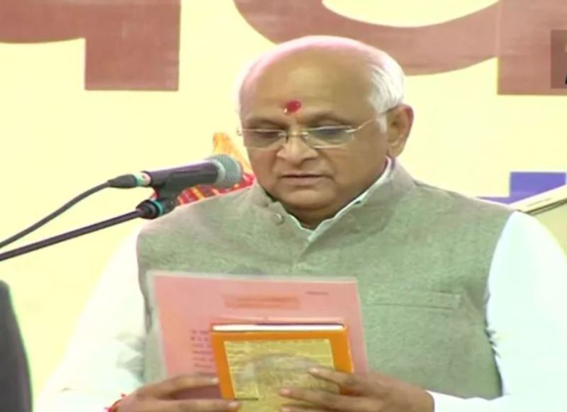 Bhupendra Patel while taking the oath as the 17th Chief Minister of Gujarat