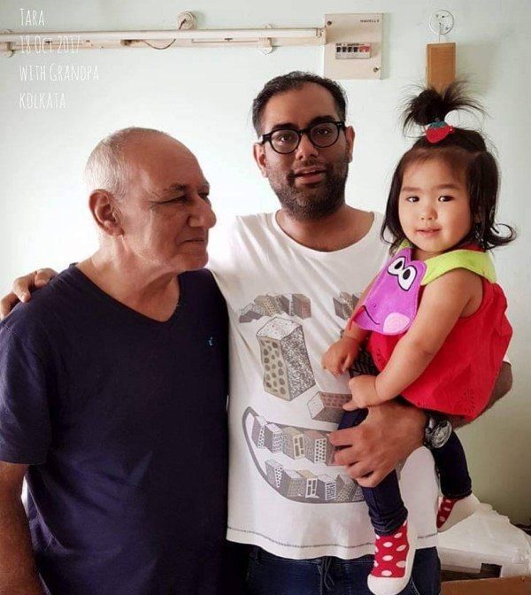 Gaggan Anand with his father and his daughter