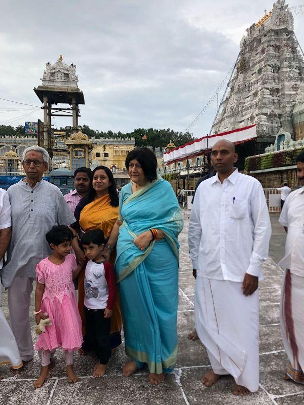 Indira Banerjee spotted at Tirumala hill shrine with her family