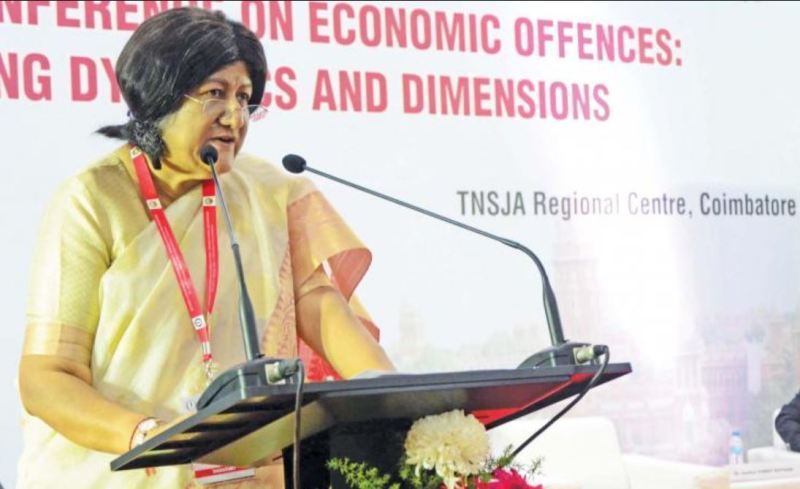 Indira Banerjee while speaking at Economic offences and Emerging dynamics and dimensions