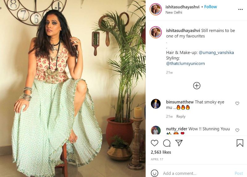 Ishita Yashvi while advertising a clothing brand on her Instagram account