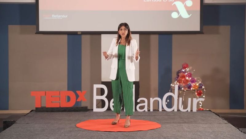 Larissa while speaking at TEDx