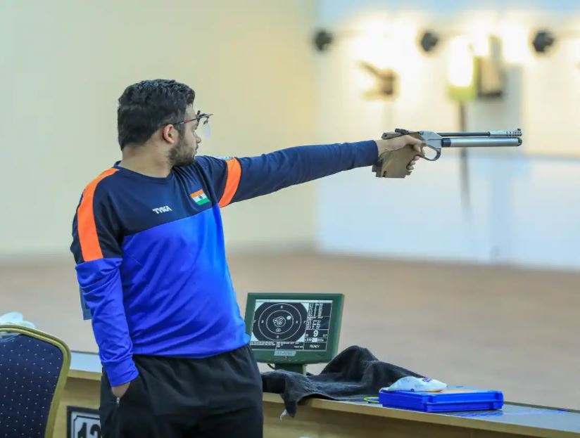 Manish Narwal at the 2021 World shooting para-sports world cup in Al-Ain (UAE)