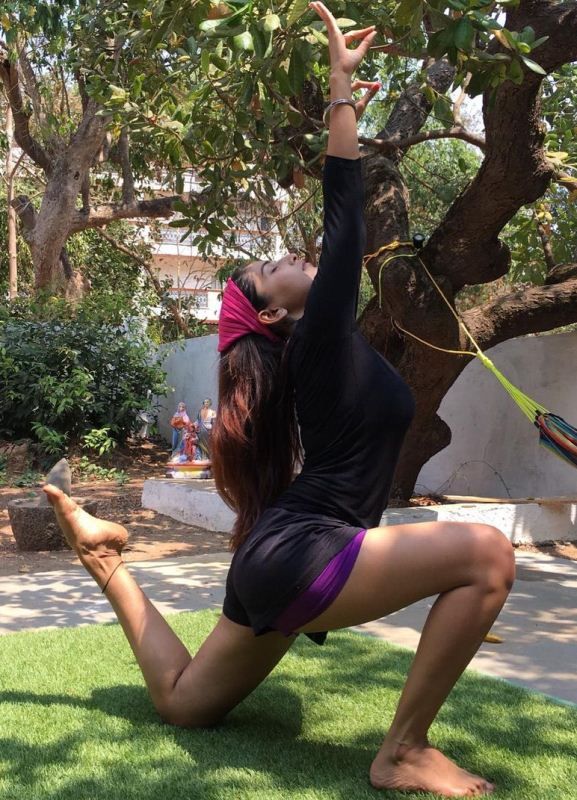 Mira Jagganath practising Yoga