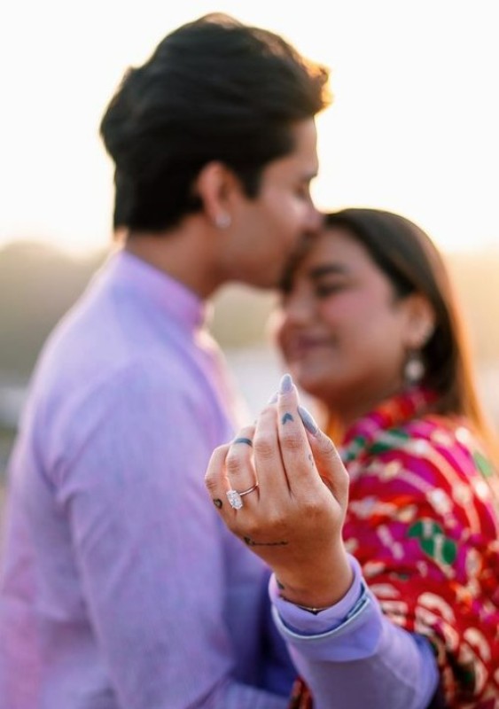 Mrunal Panchal and Anirudh Sharma's engagement photo