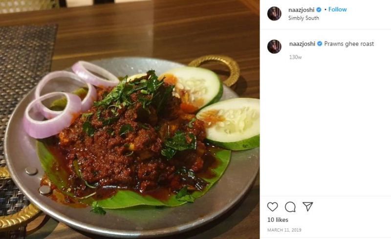Naaz Joshi`s Instagram post about her food habits