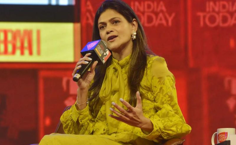 Neerja Birla while speaking on a public platform of an Indian News Channel