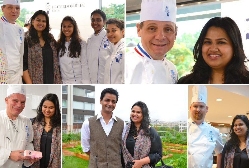 Pooja Dhingra with the chefs of Le Cordon Bleu school