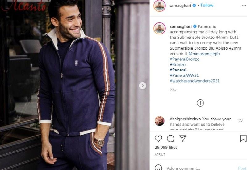 Sam Asghari in an Instagram post endorsing Panerai