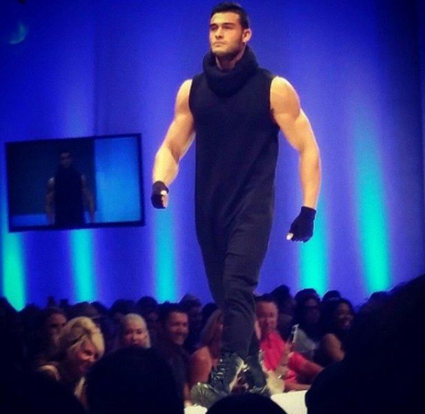Sam Asghari walking the ramp for Michael Costello in Palm Springs