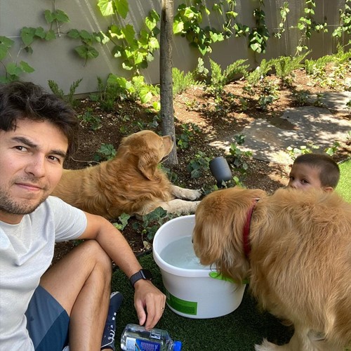 Sergio Perez with his pet dogs