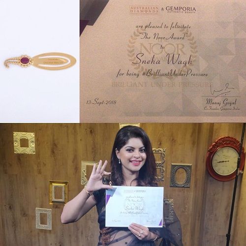 Sneha Wagh with her 'The Noor Award'