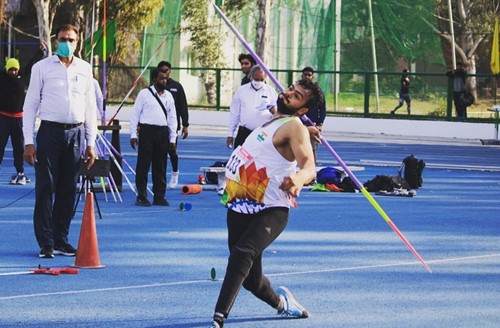 Sumit Antil during the qualifying round for Paralympics