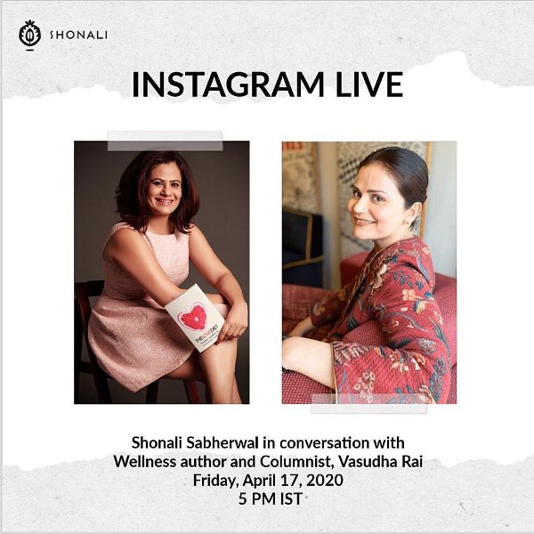 Vasudha Rai on the invitation cover of a live Instagram event