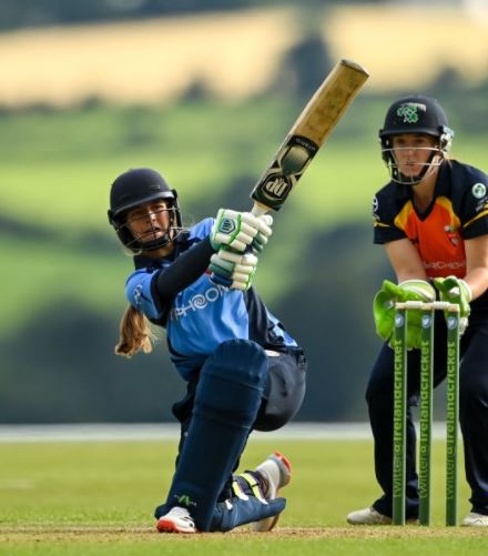 Amy Hunter playing a shot during her innings in Wicklow (Dublin)