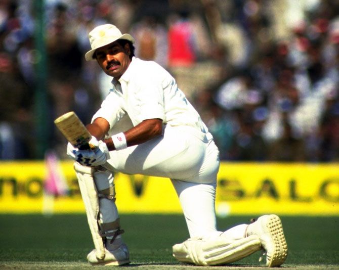 Dilip Vengsarkar during his inning in the fifth test against England