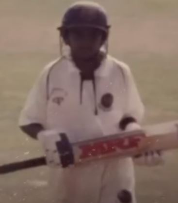 KS Bharat batting in his childhood