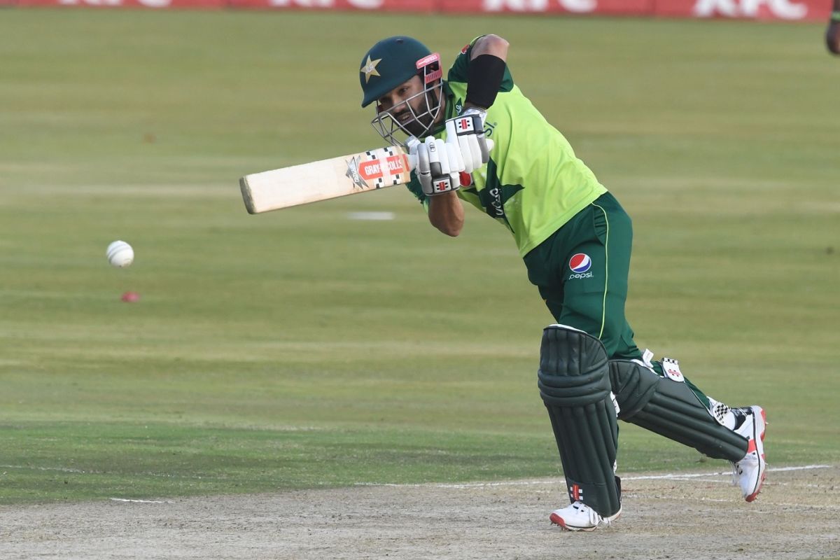Mohammad Rizwan playing a flick shot towards mid-wicket
