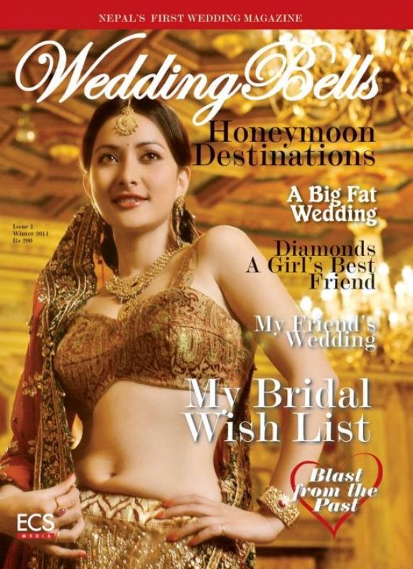 Namrata Shrestha on the cover page of Wedding Bells, a Nepali Magazine