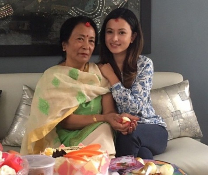 Namrata Shrestha with her mother