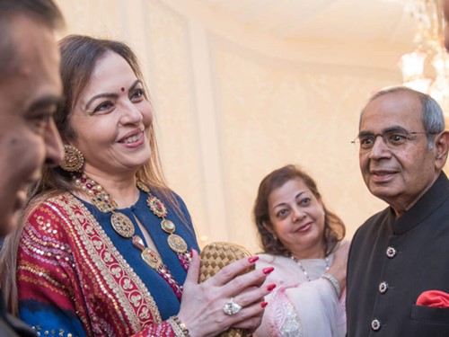 Neeta and Mukesh Ambani at the Hinduja's Diwali party in London