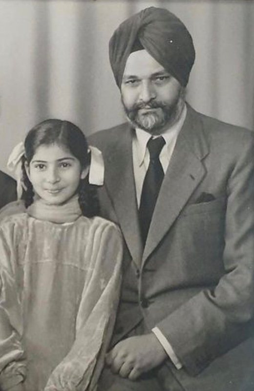 Preneet as a child with her father