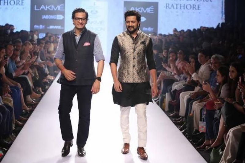 Raghavendra Rathore with Bollywood actor Riteish Deshmukh wearing his label
