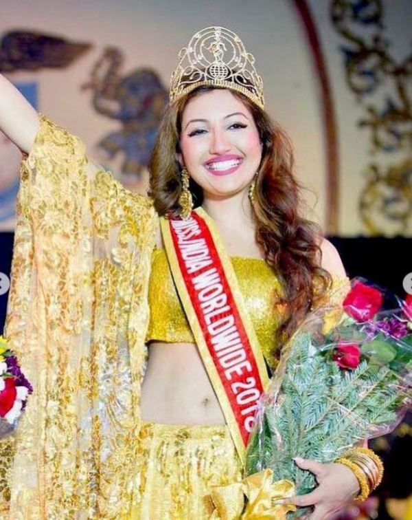 Shree Saini after winning the title Miss India Worldwide in 2018