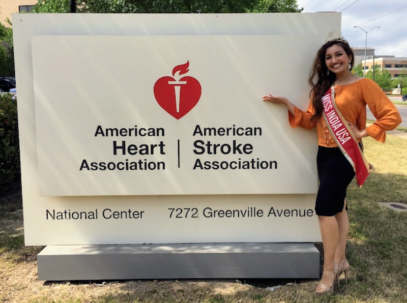 Shree before participating in a heart health event in America