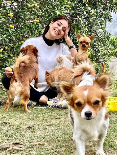 Tania with her pet dogs