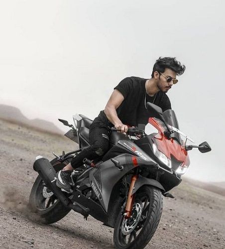 Vijay Mahar riding his motorcycle