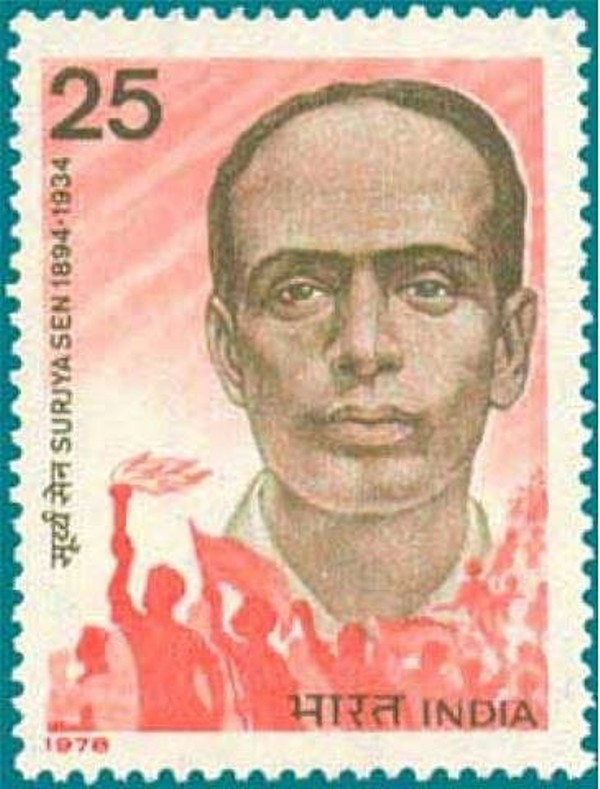 A postage stamp commemorating the life and legacy of Surya Sen