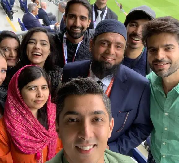 Asser Malik and Malala Yousafzai with their friends at a cricket match