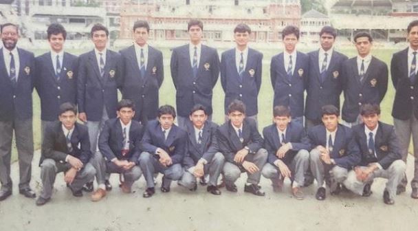 India's under-19 squad in 1995 at Lords. Ajit third from right sitting