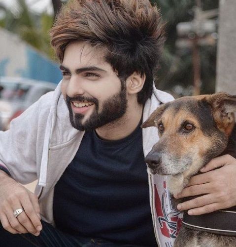 Jubin Shah with a dog