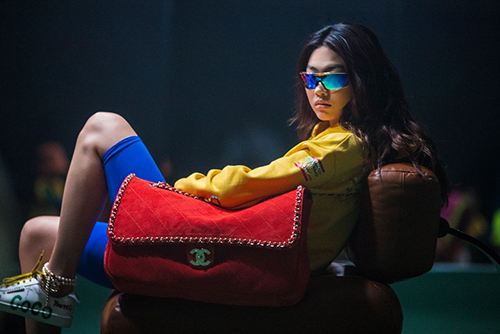Jung Ho-yeon in a scene from the promotional video of Pharrell Williams and Chanel's collaborative capsule collection