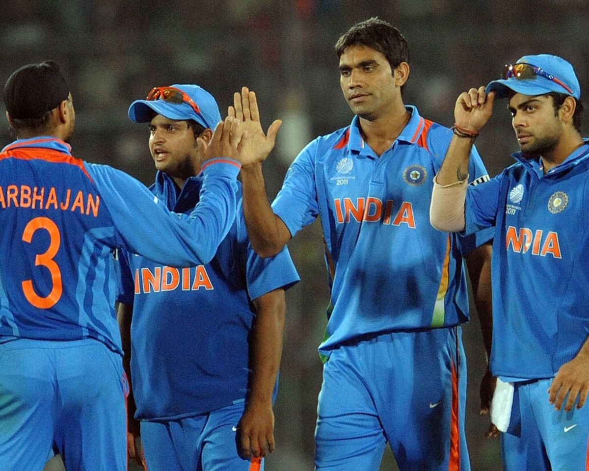 Munaf Patel after picking the fourth wicket in a World Cup match against Bangladesh in 2011