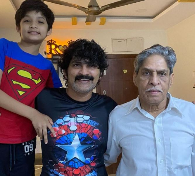 Ravi Kiran (middle) with his father (right) and son (left)