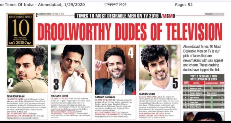 Sanjay Gagnani while on the top ten list of Most Desirable Men by Times of India