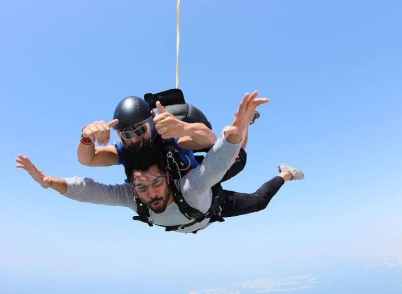 Suraj Nambiar performing sky diving