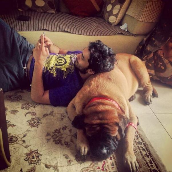 Suraj Nambiar with his pet dog