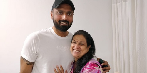 Varun Bangera with his mother