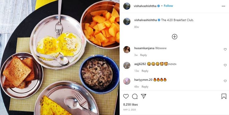Vishal`s Instagram posts about his eating habits