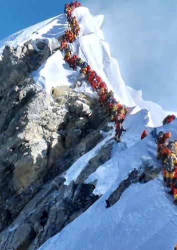A photo of the overcrowding on Mount Everest taken by Nirmal Purja 