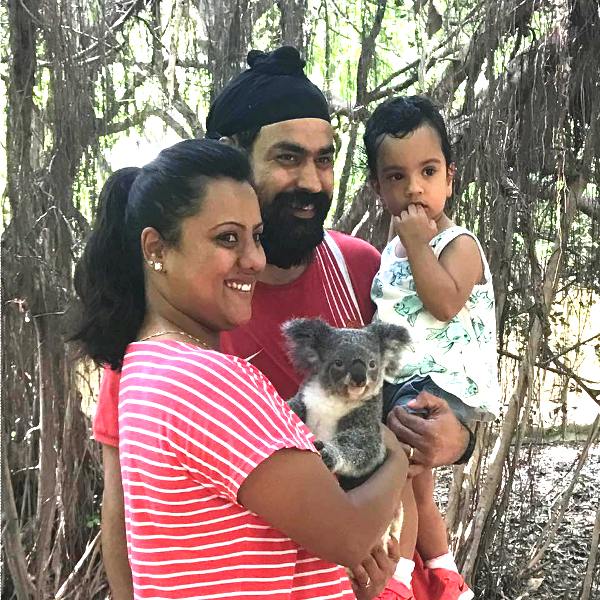 Lisa Binny with her husband Japneet Singh Mehta and daughter Ariana