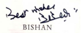 Bishan Singh Bedi signature