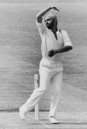 Bishan Singh Bowling in a match against East Africa during 1975 ICC World Cup
