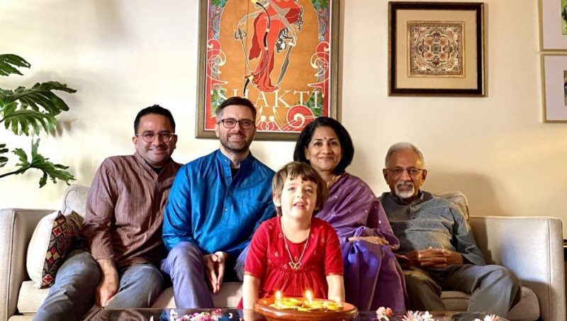 Gautam Raghavan(extreme left) with his parents, husband, and daughter