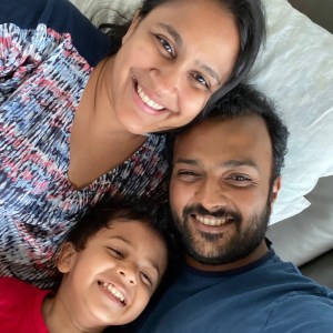 Harsh Jain with his wife and son