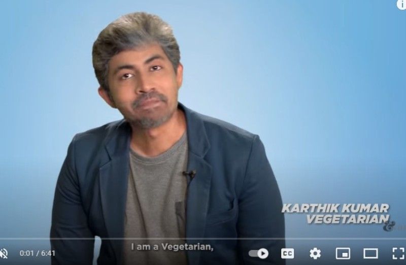 Karthik in one of his videos confessing that he is vegetarian